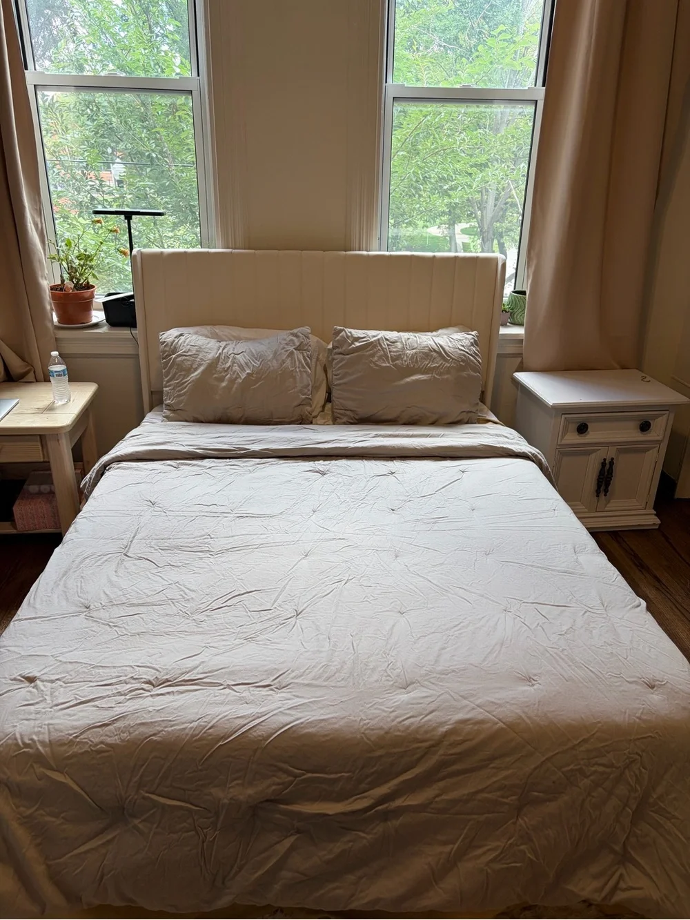 Pottery Barn 3 Piece Queen Gray Cotton Comforter Quilt Sheet Set & Standard Sham